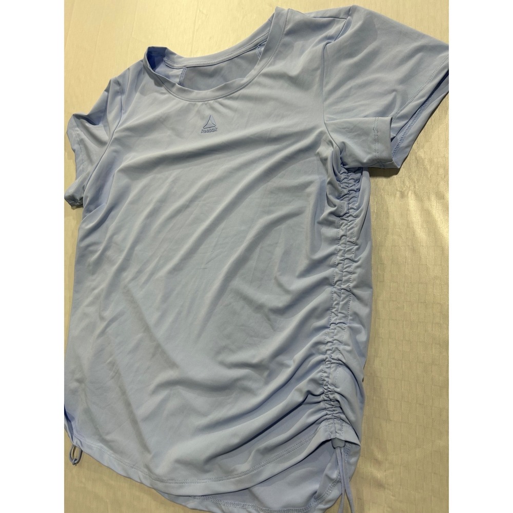 Reebok Womens Light Blue Cinched Side Drawstring Athletic T-Shirt Size M